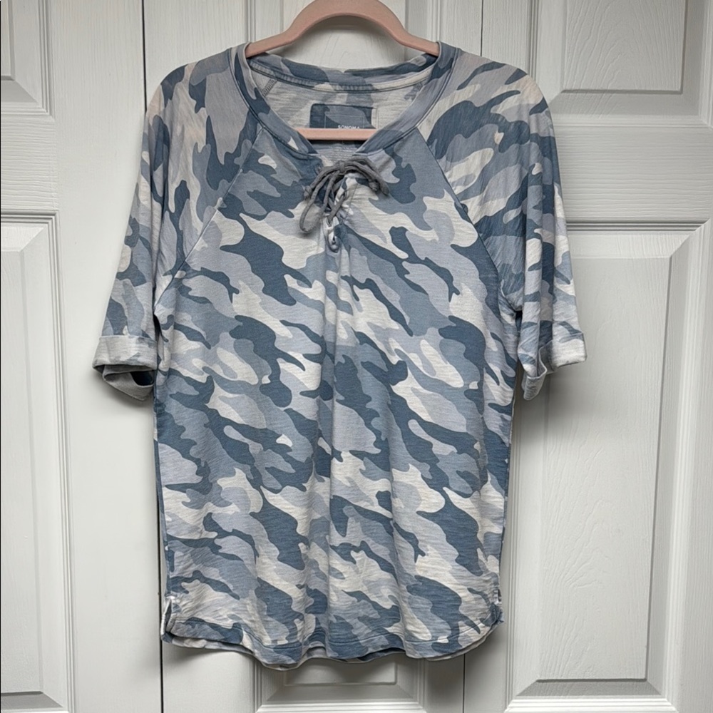 Sonoma Blue and White Camo Short Sleeve Tee, Size Lg